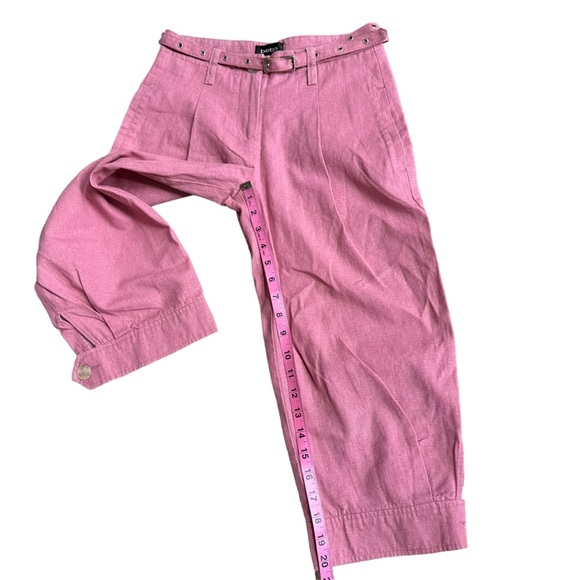 Bebe Women's Pink Andrea Plated Capri with Belt Pant Size: 0 New! - Picture 8 of 9